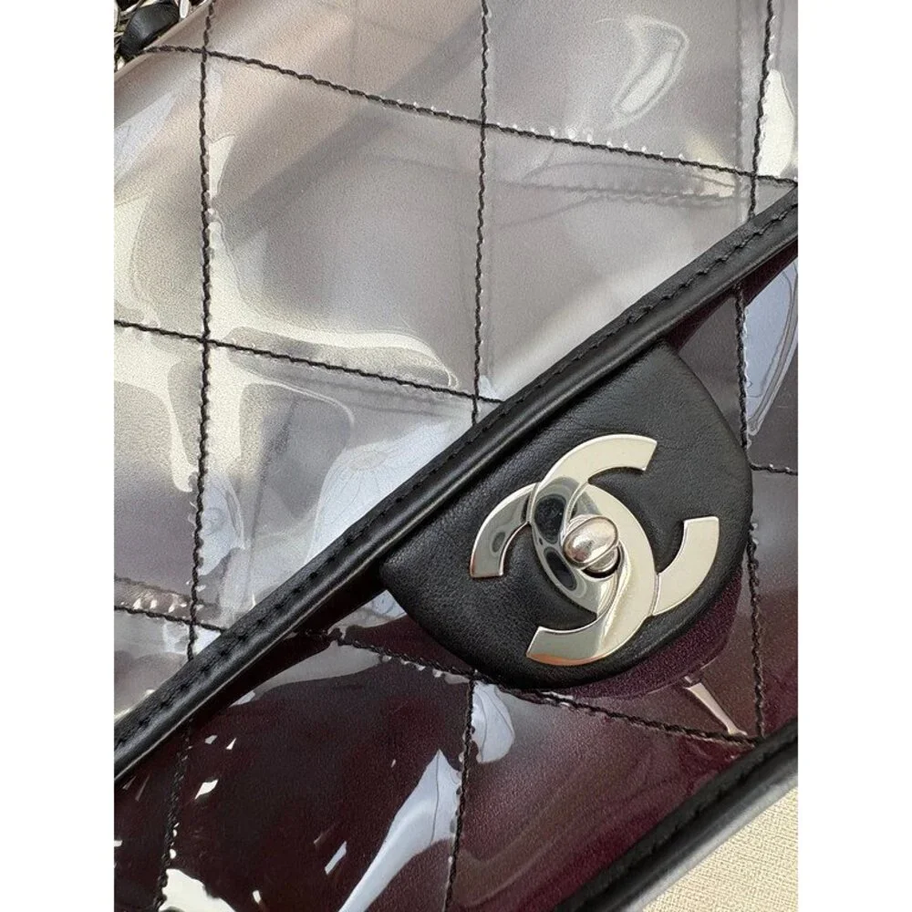 CHANEL Black Patent Leather Classic Flap Medium SHW